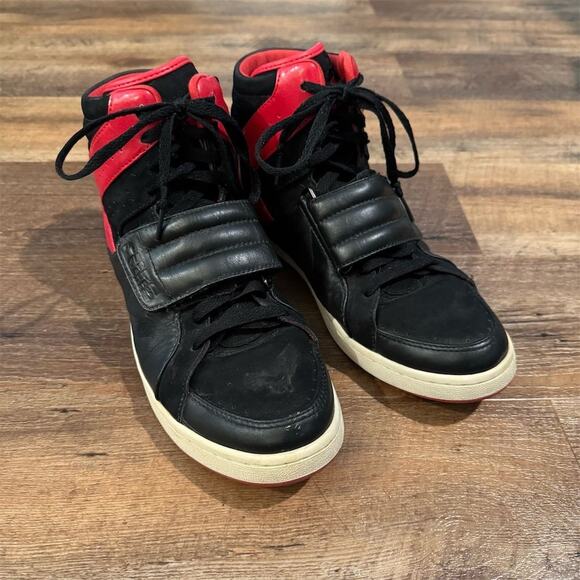 Converse Men's High-Top Basketball Sneakers Black Leather Size 12 Hook and Loop - Picture 1 of 13